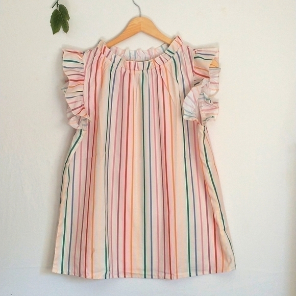 barrier Reef Tops - Barrier Reef Rainbow Flutter Sleeve Blouse Women's Size Small Cottagecore